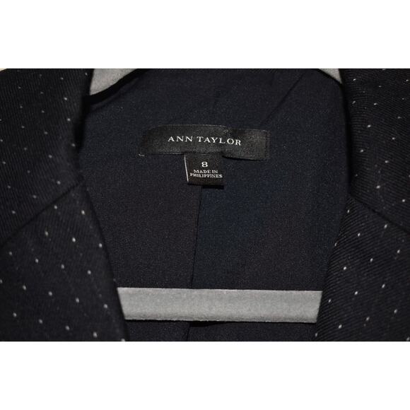 ANN TAYLOR $158 Black Dot Wool‎ Blend Two-Button Blazer Size 8 - Picture 3 of 3